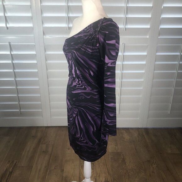 ARDEN B Women's S Abstract Animal Bodycon MINI Club Cocktail One Shoulder Dress - Picture 8 of 12